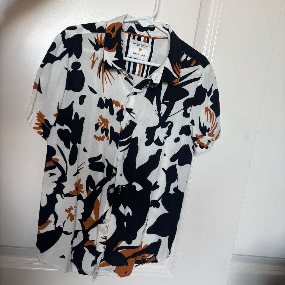 Hugo Boss Black and Brown Floral Shirt